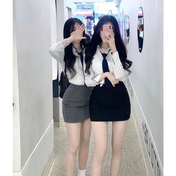 유콩샵 3사이즈 너가 찾던 그 교복핏 기본 미니치마 교복스커트 슬림 착붙핏 2color
