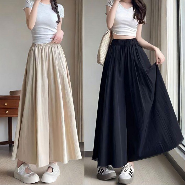 롱 와이드 쿨링 플레어 치마바지