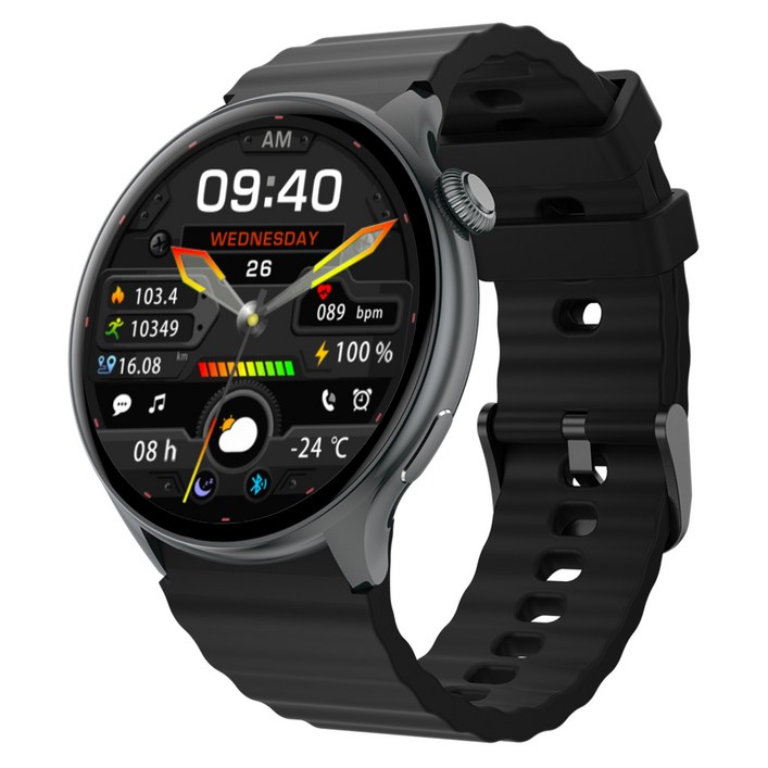블루투스 스마트워치 BEY5A 통화가능 GPS 운동 손목시계, GPS  블루투스, 3.7cm, 블랙