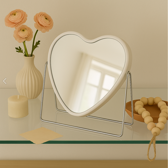 몽벨르 러블리 무드 감성 하트 탁상 거울, 화이트