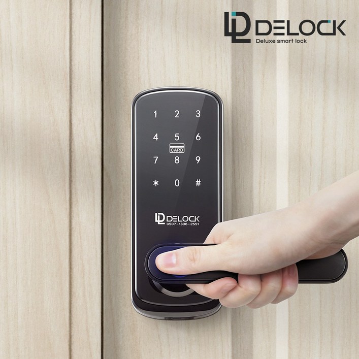 딜락 신제품 Y10 지문인식 목문용 도어록 무타공 카드키2개비상키2개번호키 이중인증가능 음성안내 차임벨기능 비상전원 나무문용 판넬문용 방문 손잡이 사무실 디지털도어락, 고객직접설치, Y10