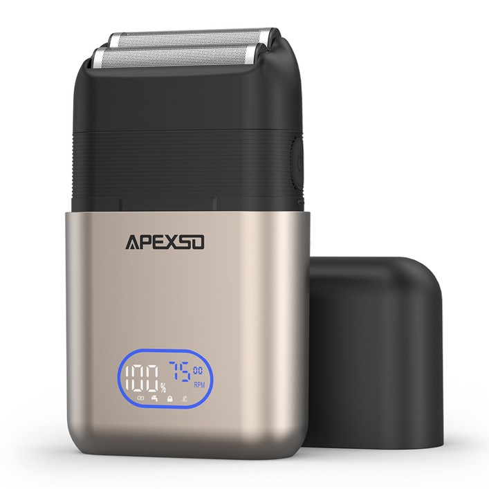 APEXSO 남자 전기면도기 휴대용 면도기 고출력 왕복면도기 건습식 IPX6방수 LED 디스플레이 C타입충전, 블랙 골드, BG7100