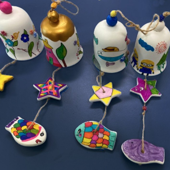 나만의 감성 도어벨 도자기 종  만들기키트 미술활동 만들기수업 만들기세트 돌봄교실 DIY 종만들기 치매예방 창의미술 집꾸미기 방꾸미기, 5개