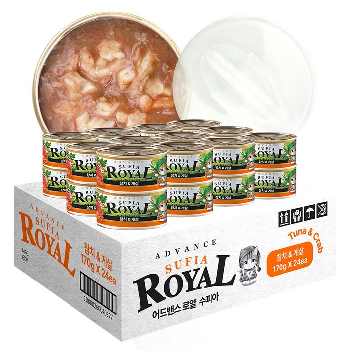 어드밴스 로얄 수피아 5종 170g x 48개입 고양이 캔 길냥이 통조림 간식, 170g, 48개, 수피아 게살