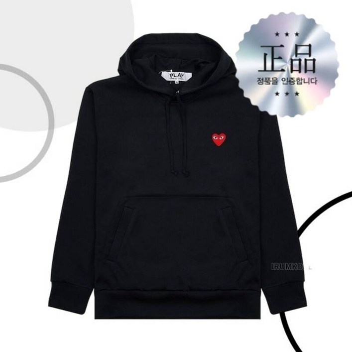 꼼데가르송 FW24 공용 하트 와펜 후드티셔츠 AX T174 051 1 BLACK 249459