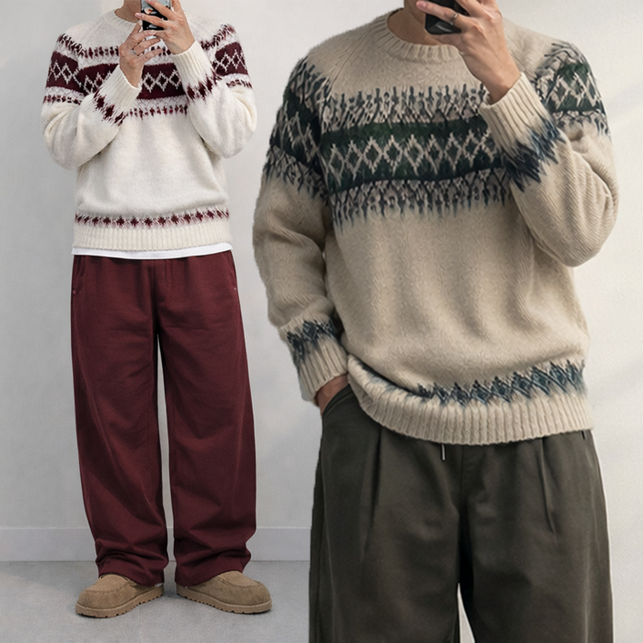 테이크잇 겨울 코위찬 브러쉬 모헤어 오버핏 라운드넥 니트 스웨터