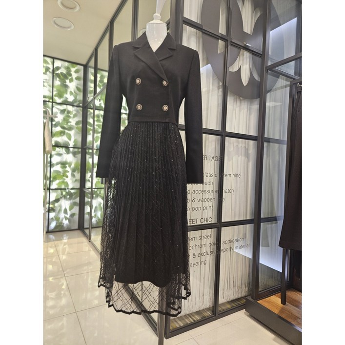 듀엘 DEWE자켓 레이어드 시퀸 원피스 D231MSE013  NC일산