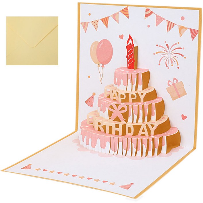 투데이리빙 생일 축하 녹음 카드 3D 입체 팝업 목소리 편지 선물 감사 초대 멜로디 미니 엽서 케익 케이크 토퍼 만들기 편지지 봉투