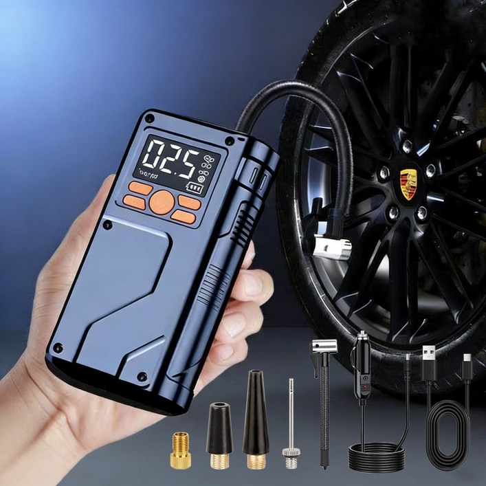 VERVEO 6000mAh 타이어 공기압 주입기 휴대용자동타이어공기주입기 정밀타이어 공기압 모니터링