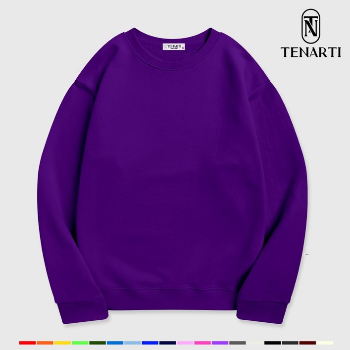 테너티 프리미엄 남녀공용 데일리 특양면 무지 맨투맨 빅사이즈 커플티 가족티 18컬러