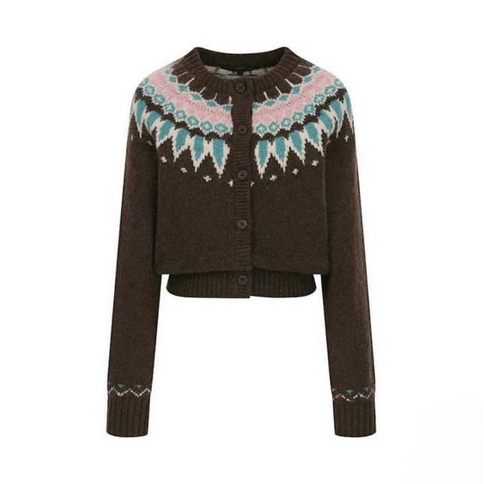 백화점 홈쇼핑 정품 올리브데올리브 페어아일패턴 울 니트 가디건OK5WD951DGEL