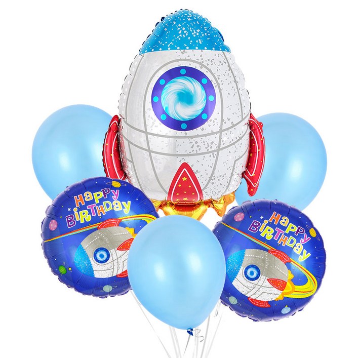 파티팡 은박풍선 고무풍선 생일파티 장식 풍선부케세트, 1개, 캐릭터 우주선세트