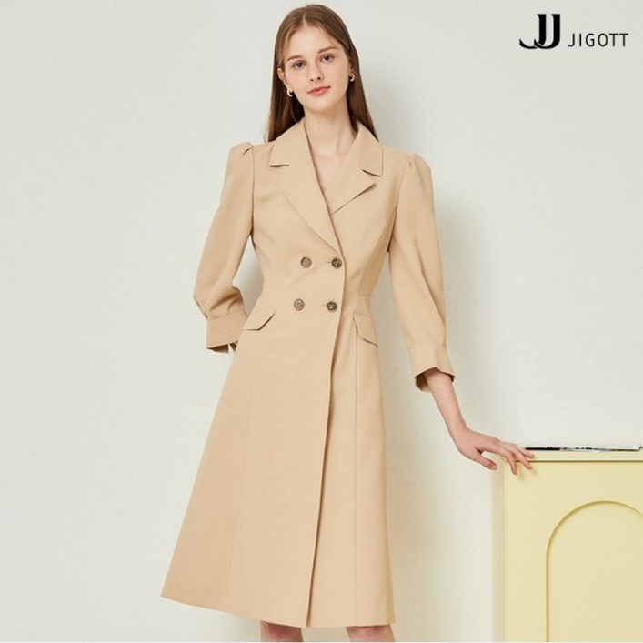 JJ지고트    퍼프 슬리브 트렌치 원피스 GN4M0OPP1