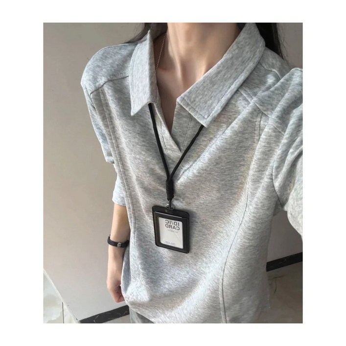 스타일닥터 여성 단색 상무 티셔츠 칼라 작업복 후드티