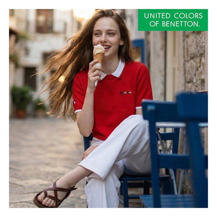[베네통] 26SS 여성 아이코닉 반팔 카라 니트 3종