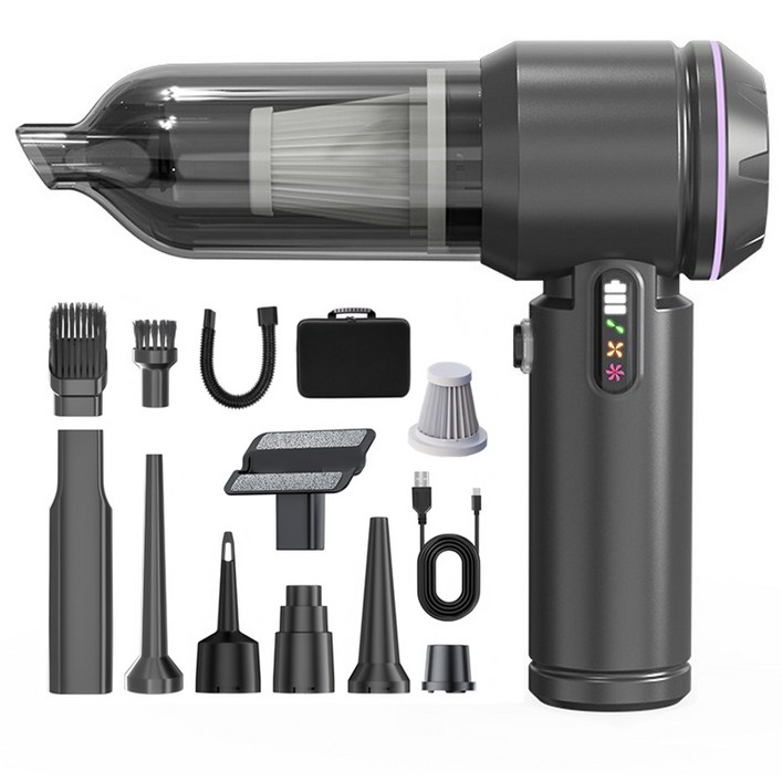 [25년형]Voltmate 휴대용 무선 에어건 청소기 차량 가정 야외 흡취일체형 다기능 청소기 LED 표시 BLDC 브러시리스 18000Pa Type-C 포트 대용량 배터리