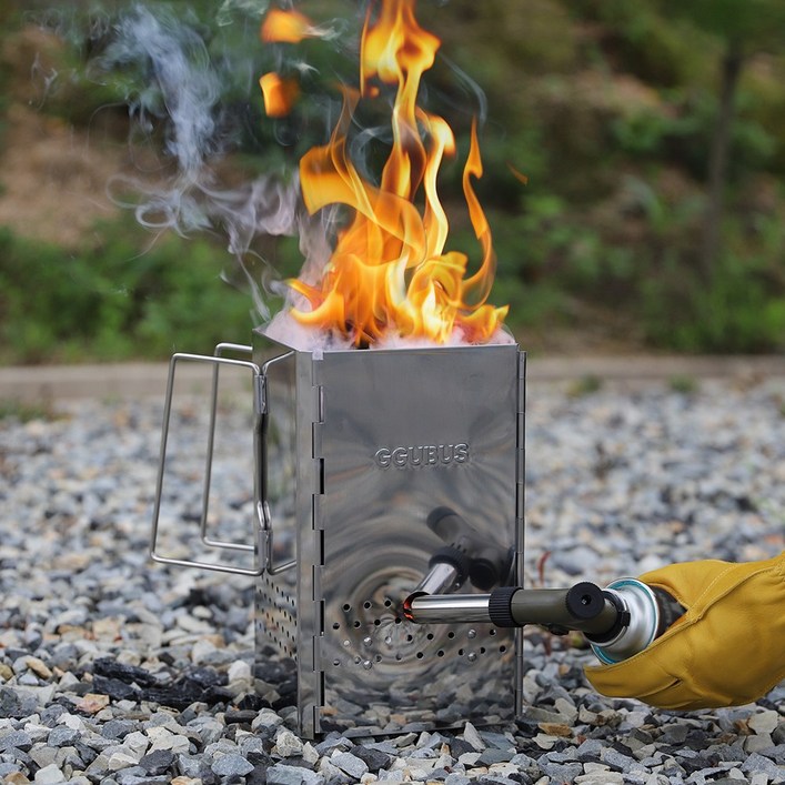 캠핑몽 특대형 사각 차콜스타터 올스텐 접이식 캠핑 바베큐그릴 화로대 점화통 착화기 숯, 1개