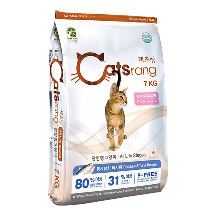 NEW 캐츠랑 전연령 단백질원 80% 조단백 31%, 닭, 7kg, 1개