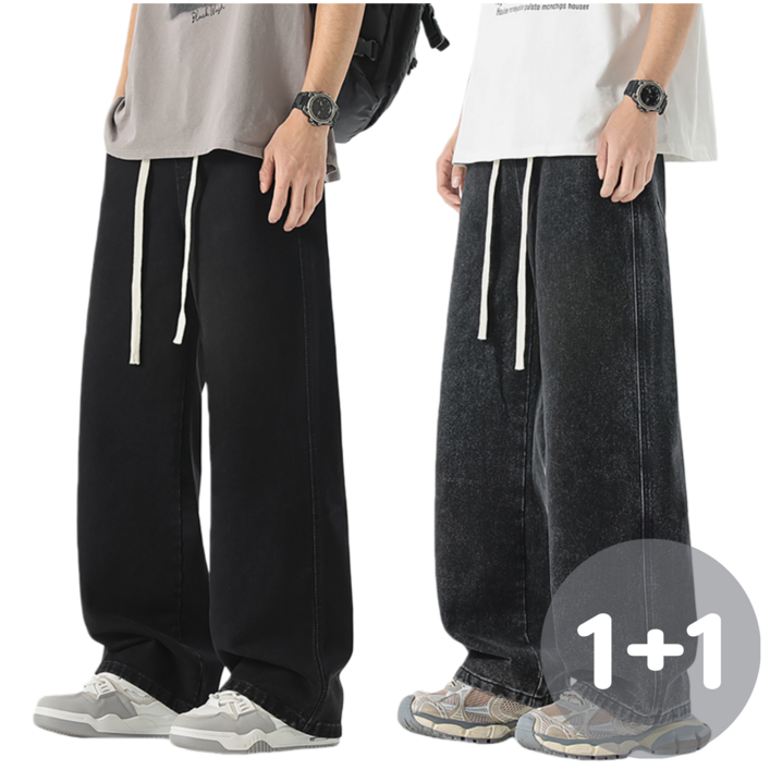 BDICOOL 남성용 11 와이드 청바지 기모 스판 루즈핏 데님팬츠 데일리 케주얼 BK110