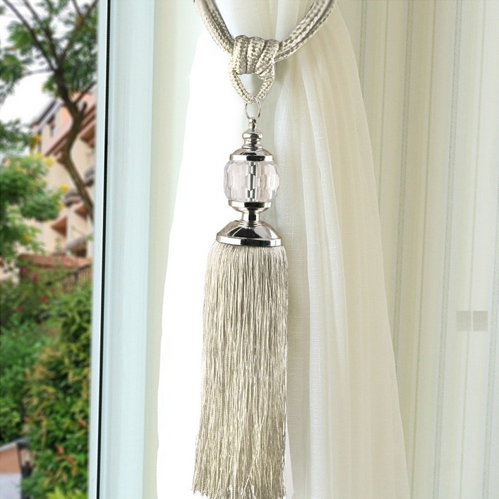 BUZOO 커튼 타이백 크리스탈, 2개, 베이지