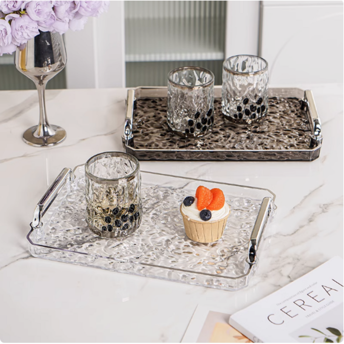 체리닷컴 모던 호텔식 홈카페 이쁜 쟁반 티 트레이, 1개, 실버