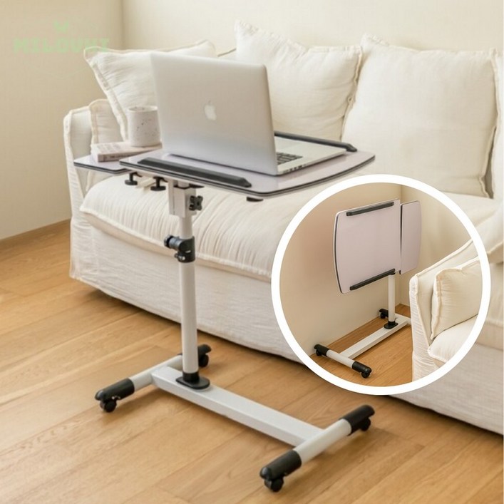 milovhi 360도회전 이동식 소파 침대 사이드 테이블 접이식 노트북 테이블