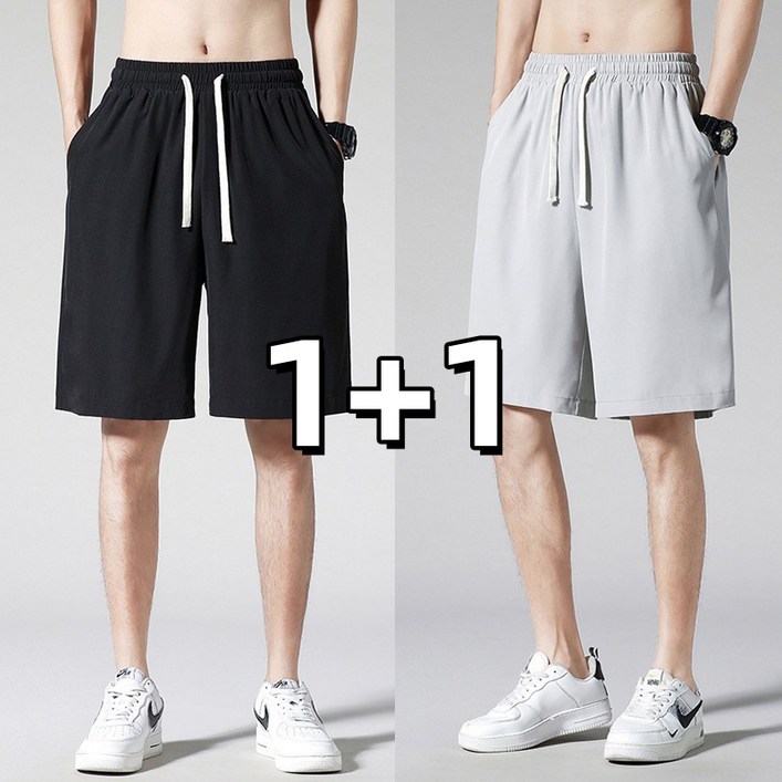 11 남자 시원한 5부 반바지베이직 탄성 조거팬츠여름 밴딩반바지슬랙스 와이드반바지5부팬츠 빅사이즈 2P