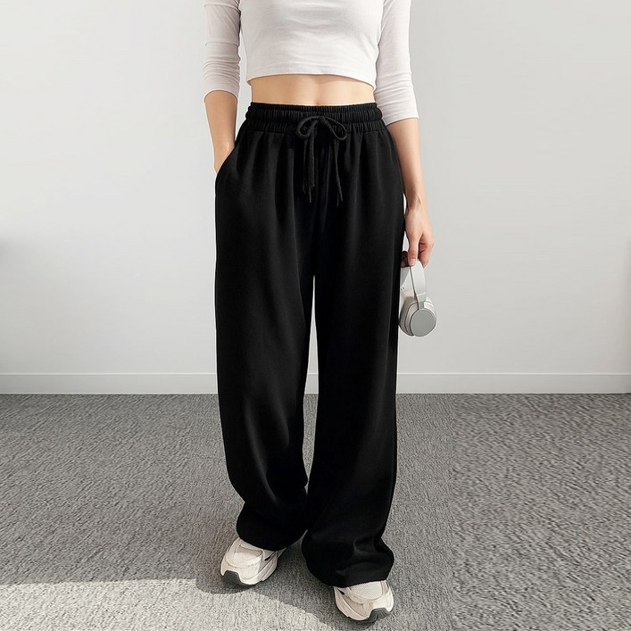 자체제작 어브라운 여성 데일리 핀턱 와이드 트레이닝 팬츠 츄리닝 바지 일반 기모