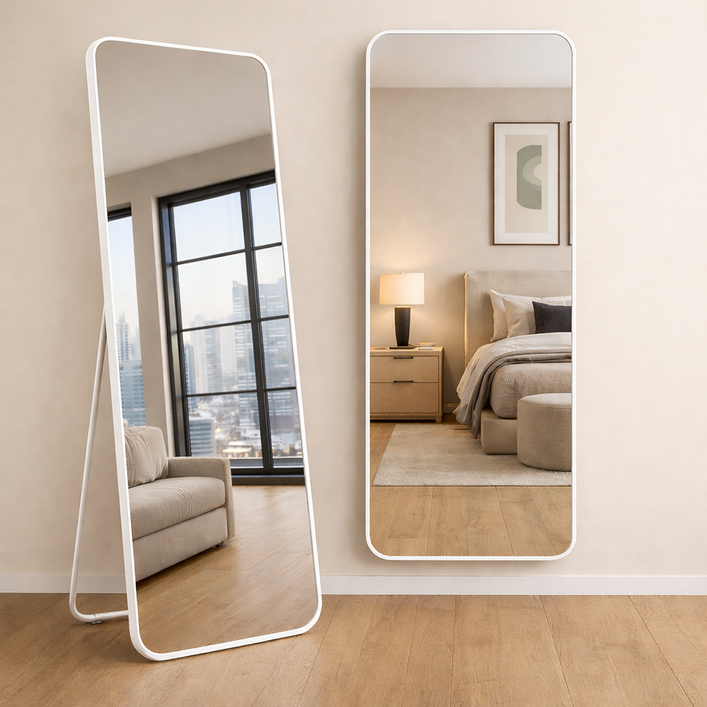 헤븐하임 스탠드 벽걸이 전신거울, WHITE화이트