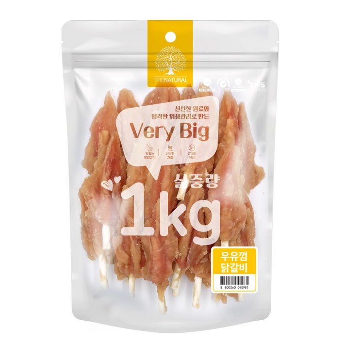 더내추럴 베리빅 1kg 9종 골라담기 강아지 간식 트릿, 1kg, 1개, 베리빅 우유껌닭갈비