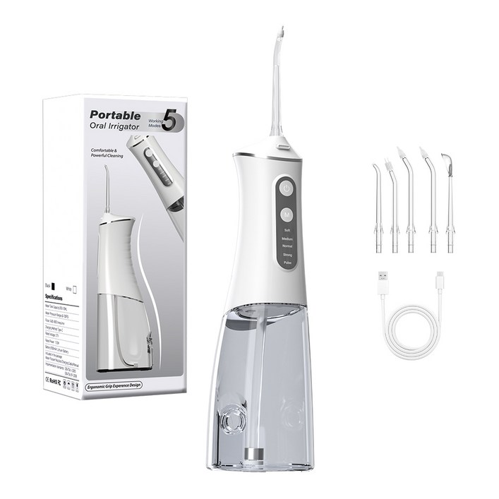 IPX7 방수 5모드 휴대용 워터픽 대용량 배터리 구강세정기