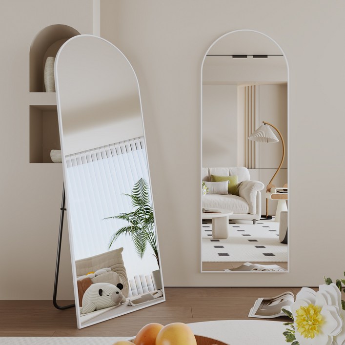 뷰티피크 아치형 전신거울 3in1 스탠드 벽걸이 거치형 강화안전유리, 화이트