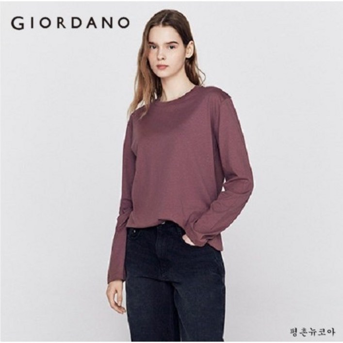 지오다노평촌 여성 코튼 베이직 긴팔 티셔츠퍼팩트티324459030105