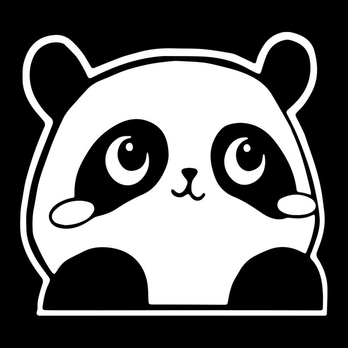 일상의품격 아기 판다 귀여운 곰 차량 데코 스크레치 커버 스티커 팬더 데칼 차량용스티커, 1개, 화이트
