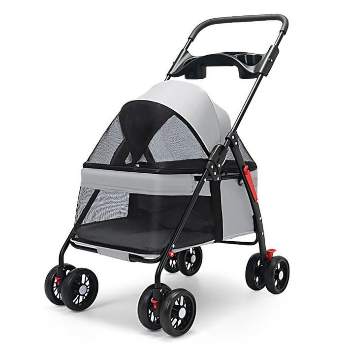 민트스쿨 반려동물 유모차 저상형 접이식, 그레이, 1개