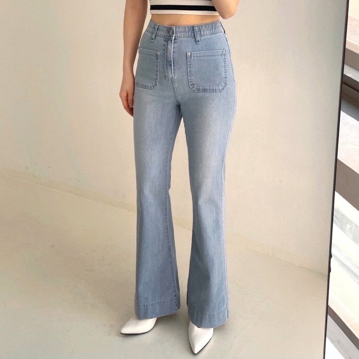 하우룩 쿨 앞포켓 부츠컷 빅사이즈 날씬해보이는 연청 진청 (4COLOR)