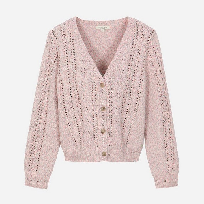 [백화점 정품] 써스데이아일랜드 T262MCD131W 브이넥 케이블 니트 가디건