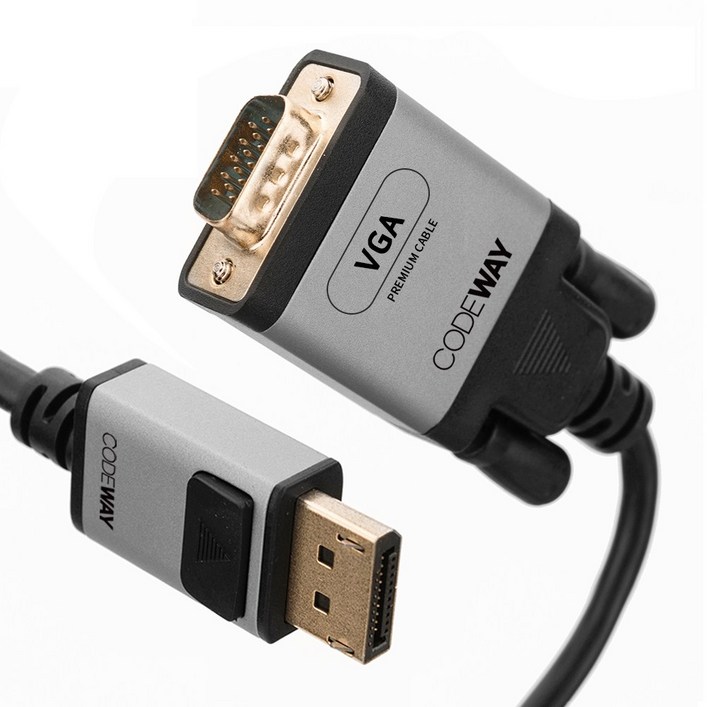 코드웨이 DP to VGA RGB 케이블, 1개, 1m