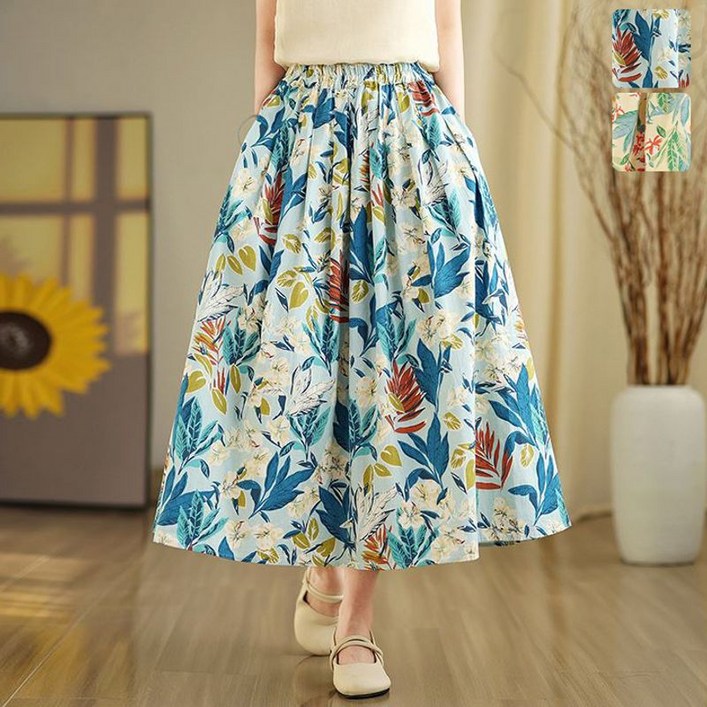 키첼 하라이 나염 밴딩 롱 스커트