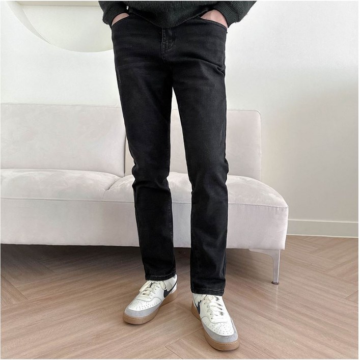 남성용 기본 청바지 일자핏 스판 데님 팬츠 빅사이즈 데일리
