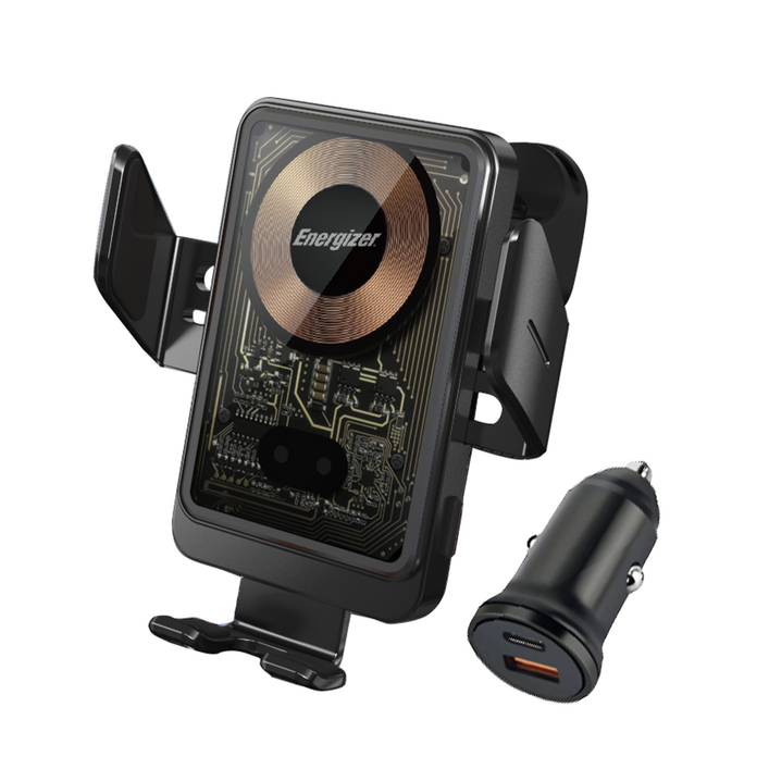 에너자이저 차량용 15W 고속 무선충전 거치대 송풍구형대시보드형고속충시거잭 포함