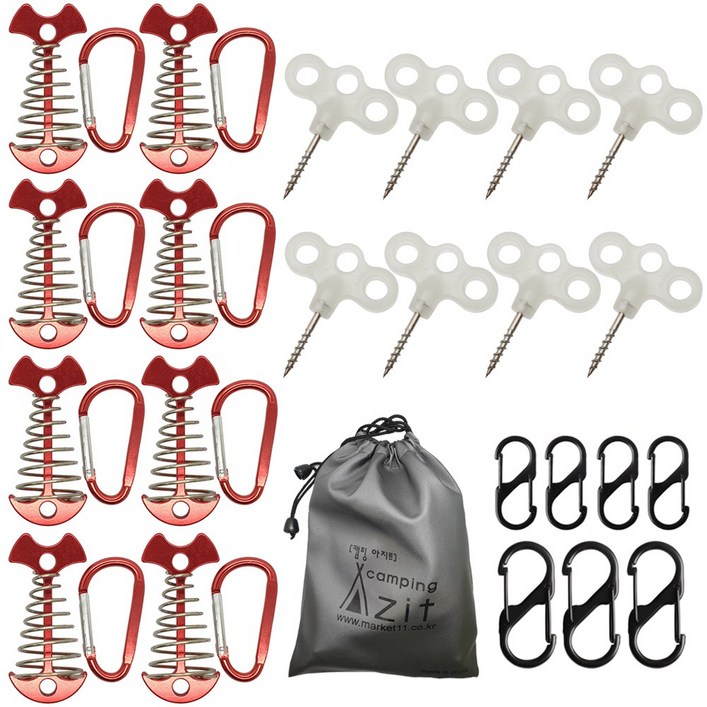 캠핑아지트 텐트 데크팩 완벽 구성 32종 세트 캠핑공구 (스프링 오징어 데크팩), 1세트