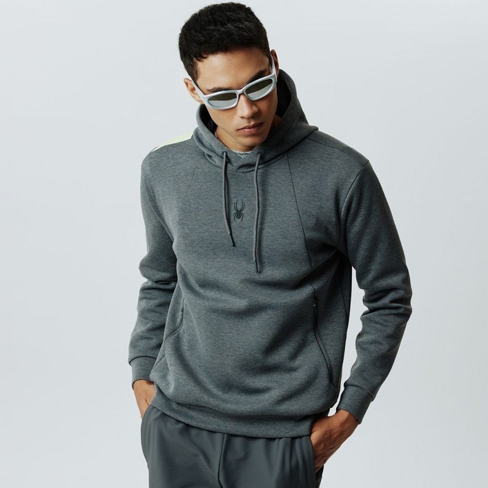 매장정품 스파이더 SPYDER 공용 유로스포츠 사선 블록 후드 티셔츠 SPIFCNHD221UGRY 1280303