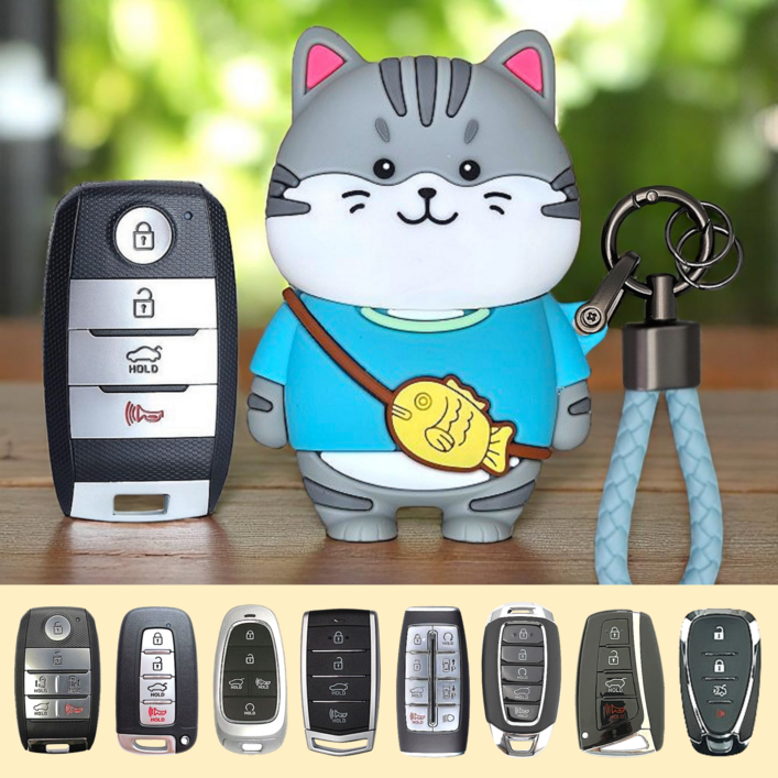 바이어웨이 고양이 차키케이스 자동차 스마트키 커버 키홀더