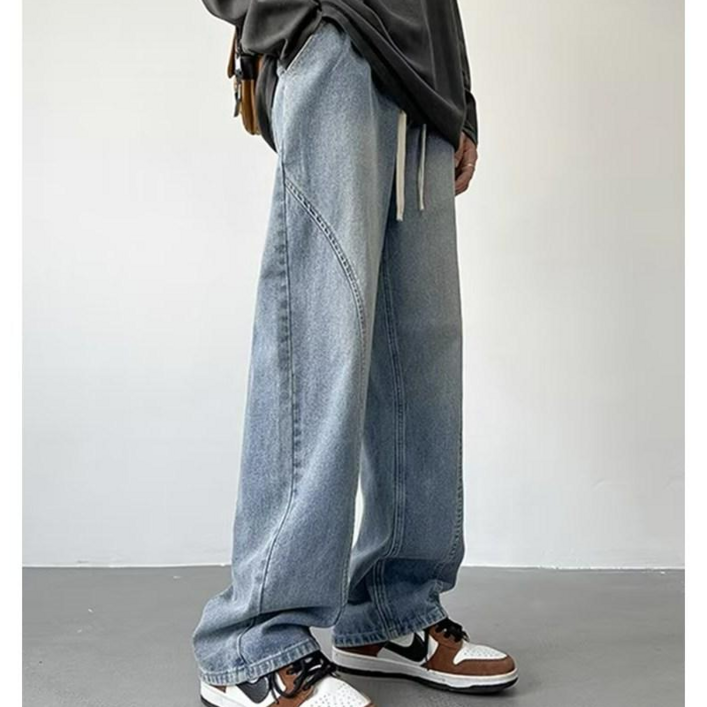 NY STYLE 남성 일자 핏 밴딩 와이드 청바지 NY STYLE 남성 일자 핏 밴딩 와이드 청바지
