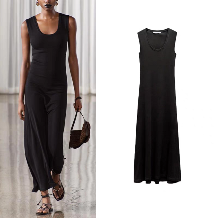 ZARA 자라 블랙 슬리브리스 미디 원피스 드레스 4174013 ZARA 자라 블랙 슬리브리스 미디 원피스 드레스 4174013