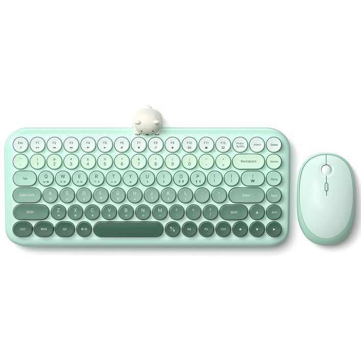 GEEZER 무선키보드마우스세트 레트로 2.4GHz 키보드 마우스 귀여운 사무용 키보드, 일반형, 녹색, SMK695M2AG