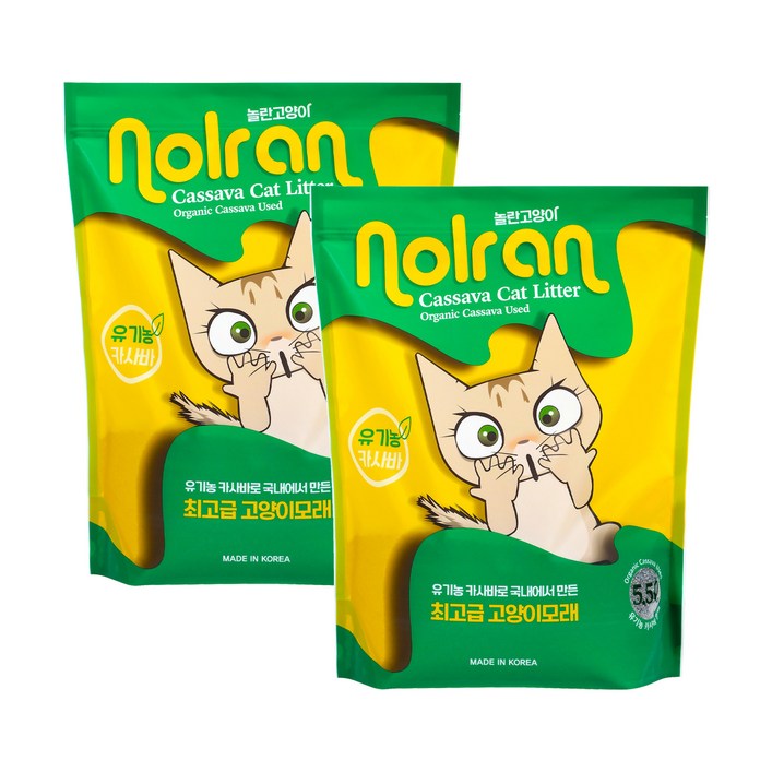 놀란고양이 카사바모래 5.5L X 2개 고양이모래, 5.5L 2봉
