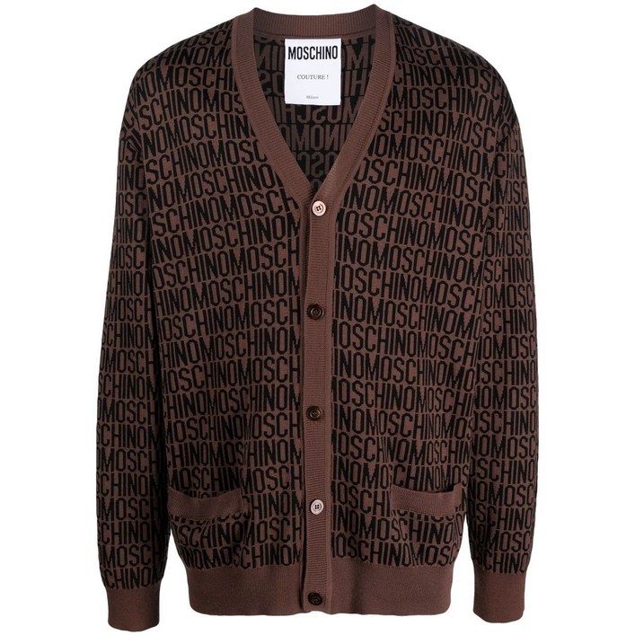 모스키노 올오버 로고 니트 가디건
