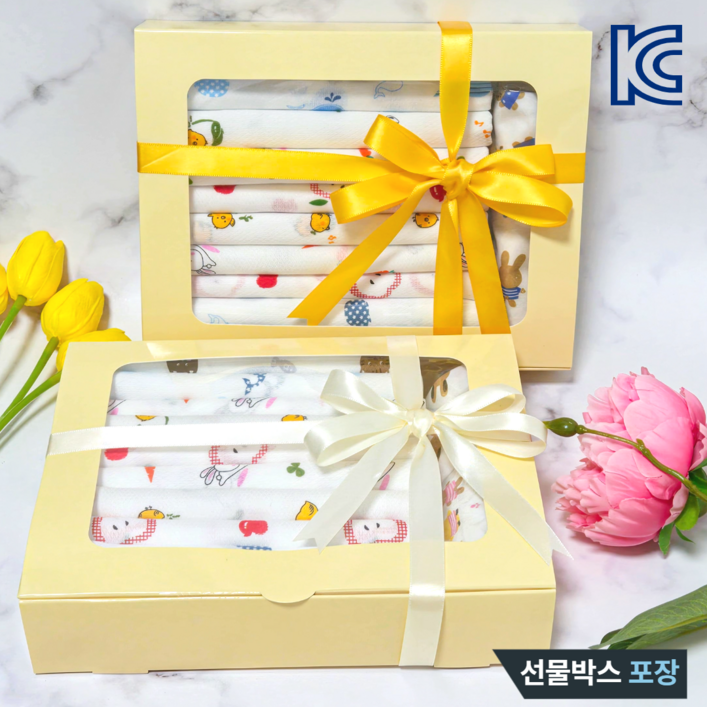 [KC인증] 에이린즈 국내산 순면100% 가제손수건 선물세트 포장 임신출산선물 백일 돌 명절선물